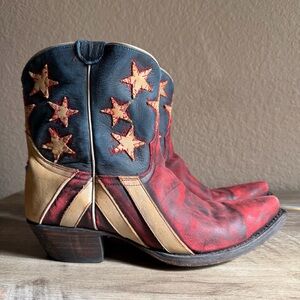 Redneck Riviera Freedom Americana Inspired Western Ankle Boots Snip Toe